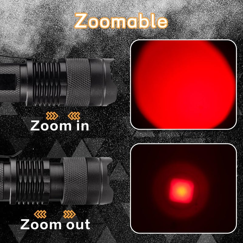 WAYLLSHINE 3 Pack Red LED Flashlight Single Mode Red Light Flashlight One Mode Zoomable Night Light Torch for Astronomy Aviation and Night Observation - Image 5